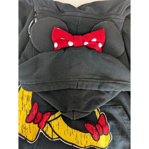 Disney Parks Minnie Mouse Hooded Sweatshirt Women’s Medium Black Graphic - Picture 3 of 5